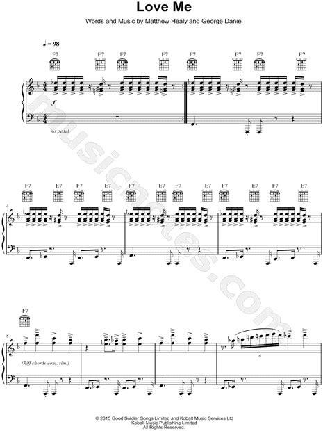 The 1975 Love Me Sheet Music In F Major Transposable Download