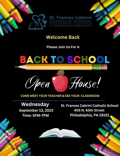 Back-to-School Open House on Wed. Sept. 13th! - St. Frances Cabrini