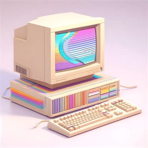 Premium Ai Image A Computer From The 90s In The Style Of Vaporwave