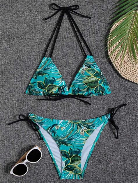 Conjunto De Bikini Para Mujeres Con Estampado Sexy De Tie Dye A Rayas