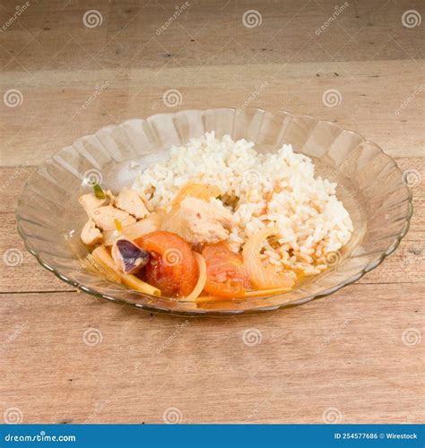 Closeup Shot Of Steamy Hot Rice With Tom Yam Soup Stock Photo Image Of Meal Steamy