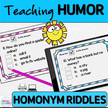 Teaching Humor With Homonym Riddle Jokes Speech Therapy Activity