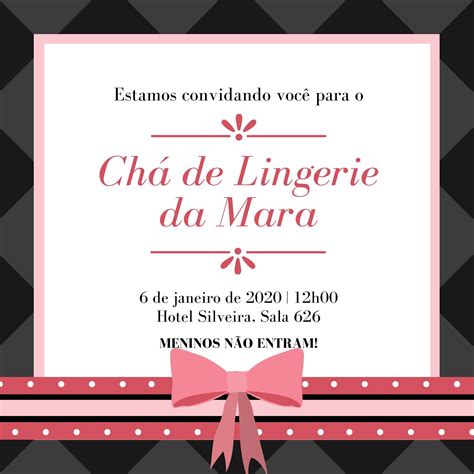 Modelos de Convite para Chá de Lingerie Personalizados Canva