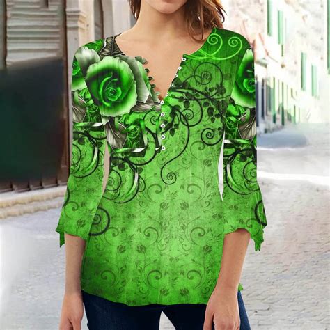 Viadha Women's Spring/Summer Printed T-Shirt with Seven-Minute Sleeve ...