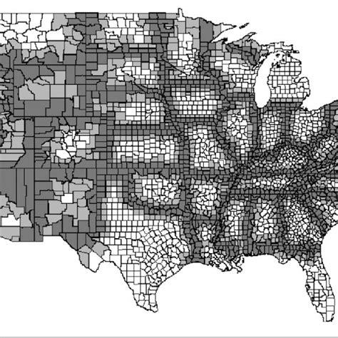 U S County Map Showing Border Interior Border And Interior Counties Download Scientific