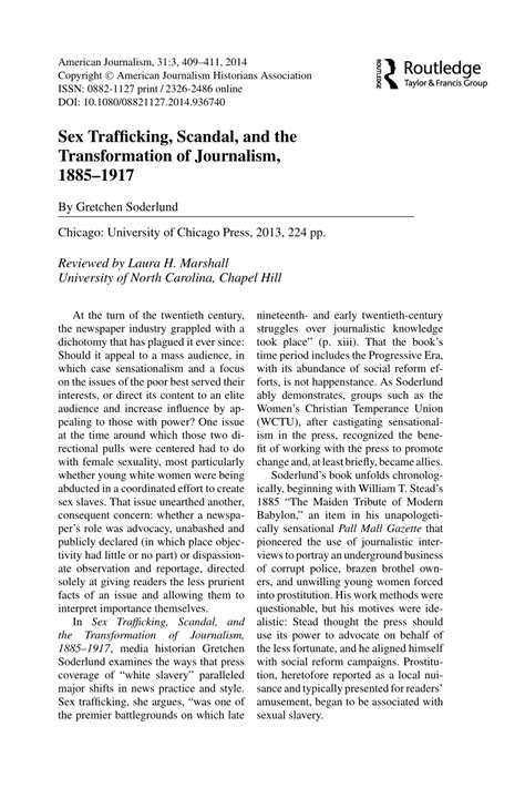 PDF Sex Trafficking Scandal And The Transformation Of Journalism 18851917