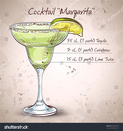 Classic Margarita Cocktail Lime Slice Salty Stock Vector Royalty Free