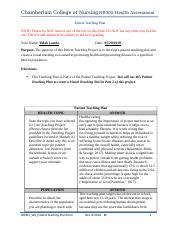 NR305 TEACHING PLAN Docx Chamberlain College Of Nursing NR305 Health