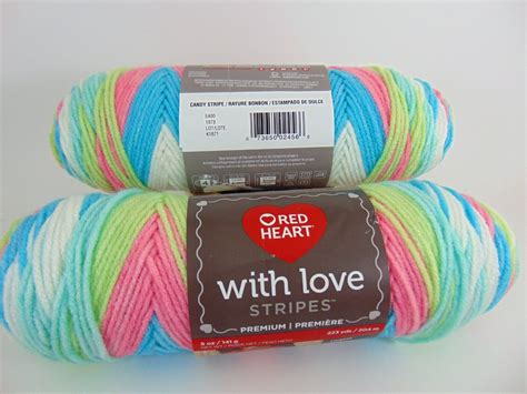 Candy Stripe Red Heart With Love Stripes yarn 100 %