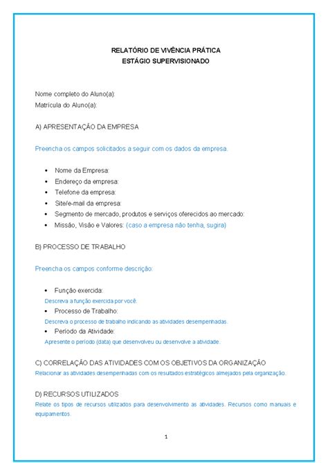 3 Modelo Relato rio de Esta gio RELATÓRIO DE VIVÊNCIA PRÁTICA