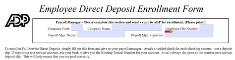 Free Adp Direct Deposit Authorization Form Pdf Eforms