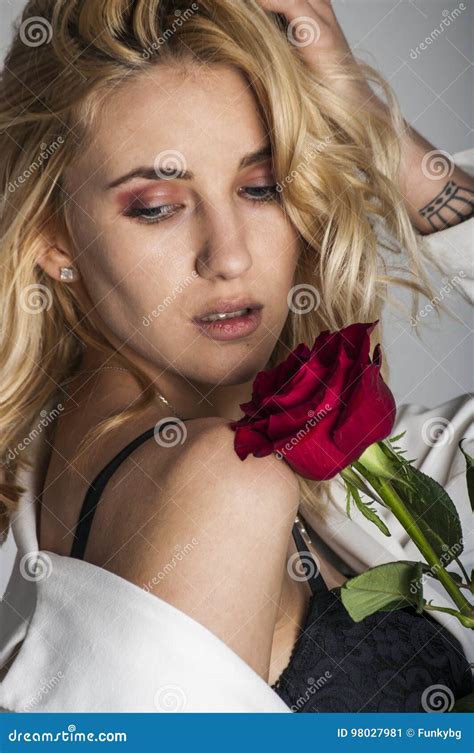 Portrait Of The Beautiful Blonde Stock Image Image Of Perfect Cream