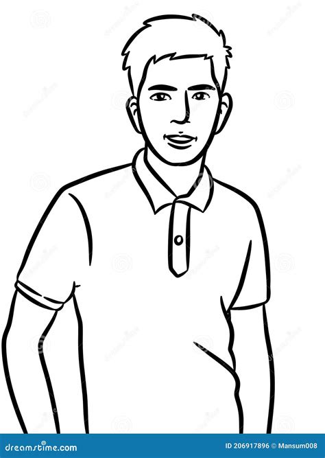 Dibujo En Blanco Y Negro De Un Hombre Lindo Para Pintar Stock De