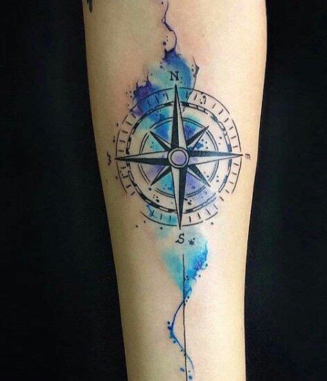 Rosa Dos Ventos Em Aquarela Compass Tattoo Compass Rose Tattoo