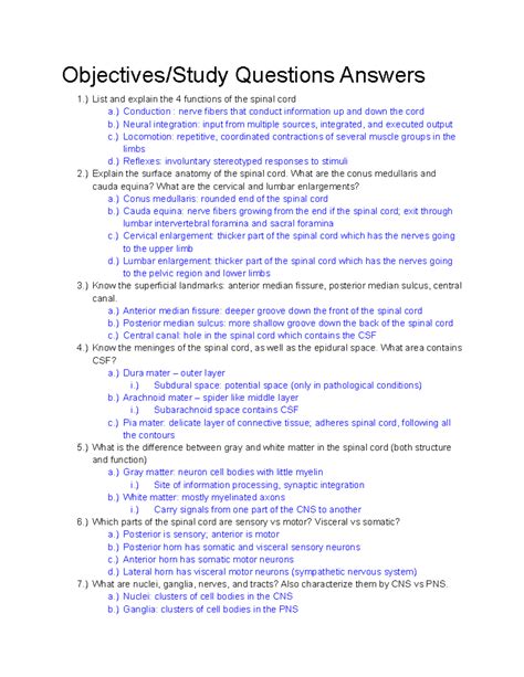 Study Questions And Answers