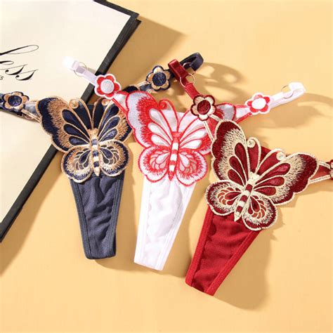 Sexy Women Lingerie Butterfly Embroidery Thongs Underwear Panties G String Thong Ebay