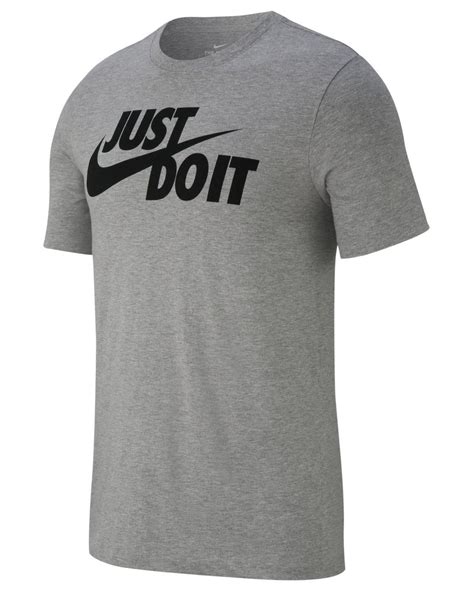 Nike Cotton Nsw Just Do It Swoosh Tee In Dark Grey Heatherblack Gray