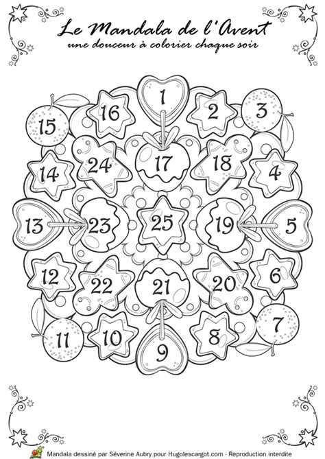 Coloriage / dessin Mandala calendrier de l'Avent à colorier chaque jour