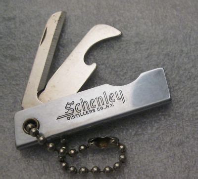 VINTAGE ADVERTISING SCHENLEY KEYCHAIN KNIFE WITH OPENER Antique