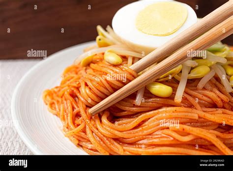 Jjolmyeon Made With Chewy Noodles And Spicy Seasoning Stock Photo Alamy