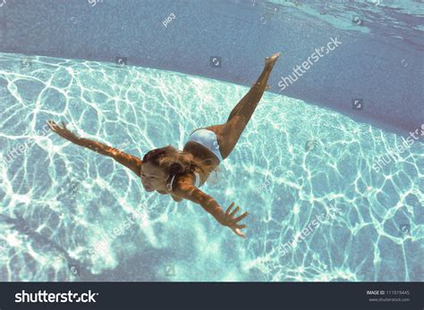 Underwater Woman Portrait White Bikini Swimming Stock Photo Shutterstock