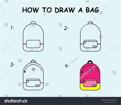 step  step draw bag drawing stock vector royalty