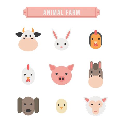 Animal Farm Faces 12392942 Vector Art at Vecteezy
