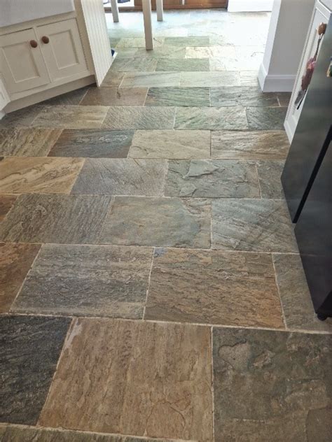 Beauty Restored To A Dull Multi Coloured Slate Floor In Caistor North