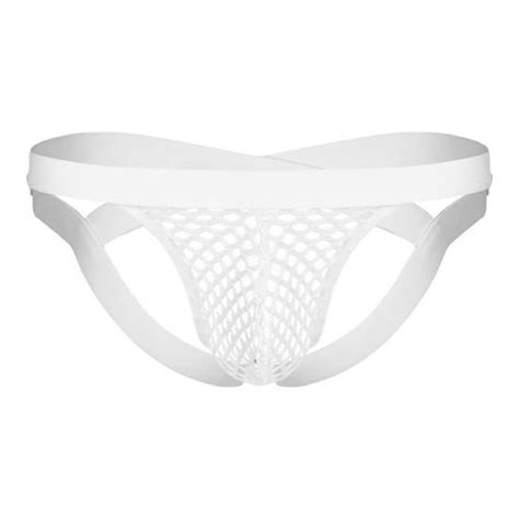 Iixpin Homme String Sexy Transparent Jockstrap Ouvert Fesse Nue Gay Slip Bandage Lingerie G