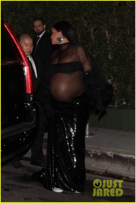 Pregnant Rihanna Spotted Partying Until Am In Sheer Dress On Oscars