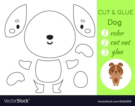 Color cut and glue paper little dog paste Vector Image