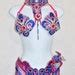 Samba Bra Bikini Necklace Collar Pink Blue Silver Belly Dance Rio Carnival Cabaret Show Girl
