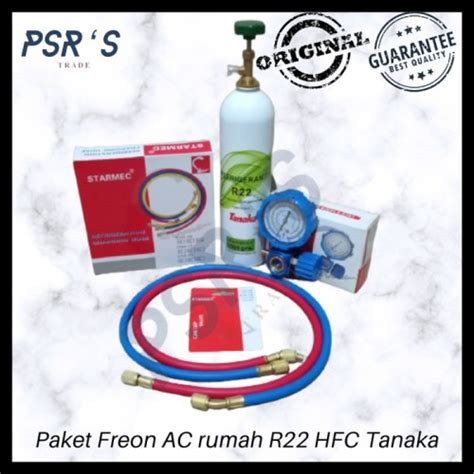 Jual Paket Isi Freon AC Rumah Refrigerant Tanaka Kaleng Botol R22 1kg 1