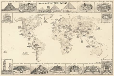 ANCIENT CIVILIZATIONS HAN-DRAWN MAP - Over 60 ancient sites!! – King of Maps