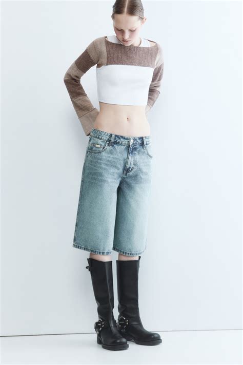 Шорты-бермуды джинсовые с низкой посадкой 2422211002, цвет: синий (110 ...