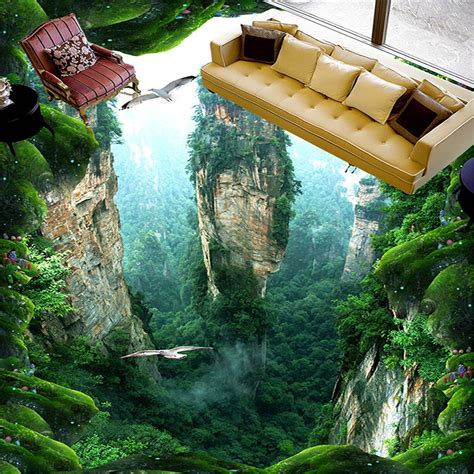 Custom 3D Mural Floor Wallpaper Cliff Scenery PVC Wear Etsy In 2021