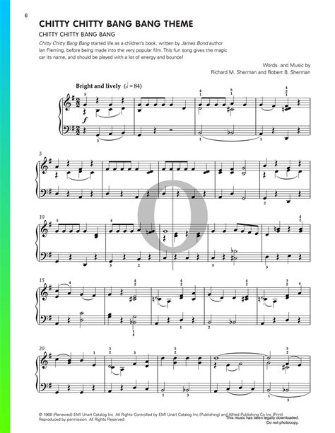 Chitty Chitty Bang Bang Theme Piano Sheet Music From Chitty Chitty Bang