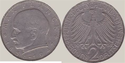 Deutschland BRD 2 Deutsche Mark DM 1958 G Max Planck VZ MA Shops