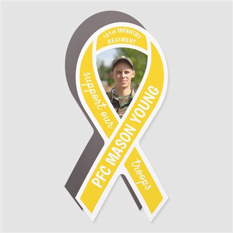 Support Our Troops Yellow Ribbon Photo And Name Car Magnet Zazzle