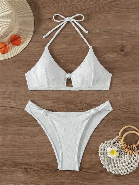 Conjunto De Bikini Con Tirantes Halter Y Nudo Torcido Para Mujer Carnaval Moda De Mujer