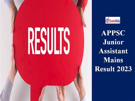 Appsc Junior Assistant Mains Result