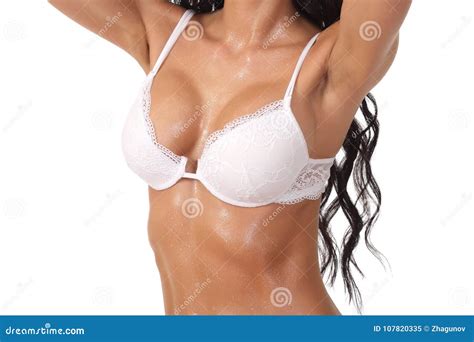 Brunette Woman In White Bra Stock Image Image Of Glamour Erotic 107820335