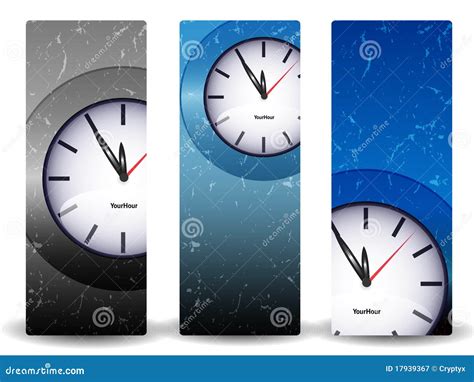 Abstract Banners With Clock Stock Vector Illustration Of Ribbon