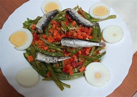 Ensalada De Judías Verdes Con Sardinas Y Huevo Duro Receta De Ariel