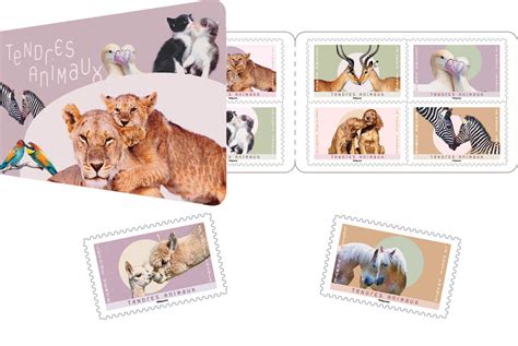 Carnet De 12 Timbres Tendres Animaux Lettre Verte La Poste