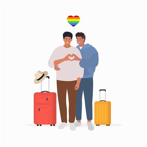 Jovem Casal Gay Abra Ando Vetor Premium