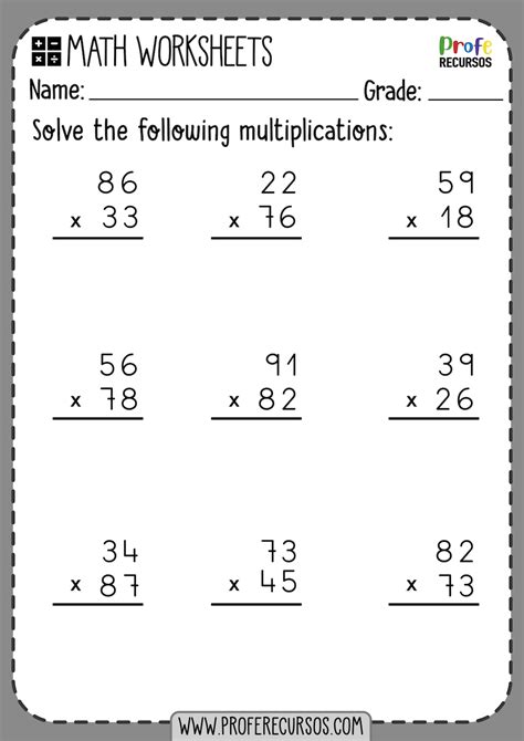 2-Digit by 2-Digit Multiplication Worksheets