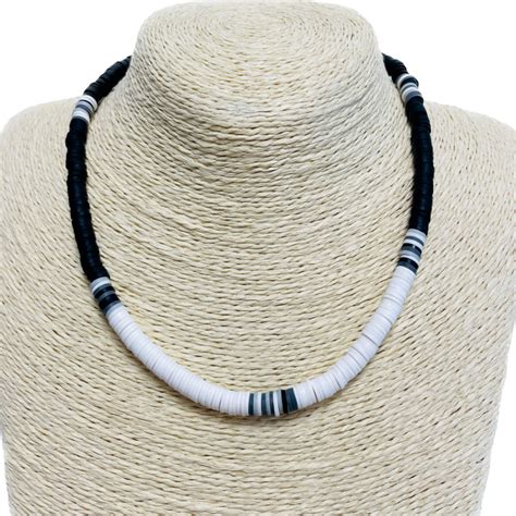 Grossiste collier France collier heishi épais noir et blanc Felizz