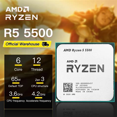 Amd novo ryzen 5 5500 r5 5500 3.6ghz 6 core processador cpu de 12 ...