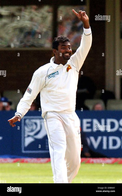 Sri Lanka S Muttiah Muralitharan Celebrates Claiming The Wicket Of Paul